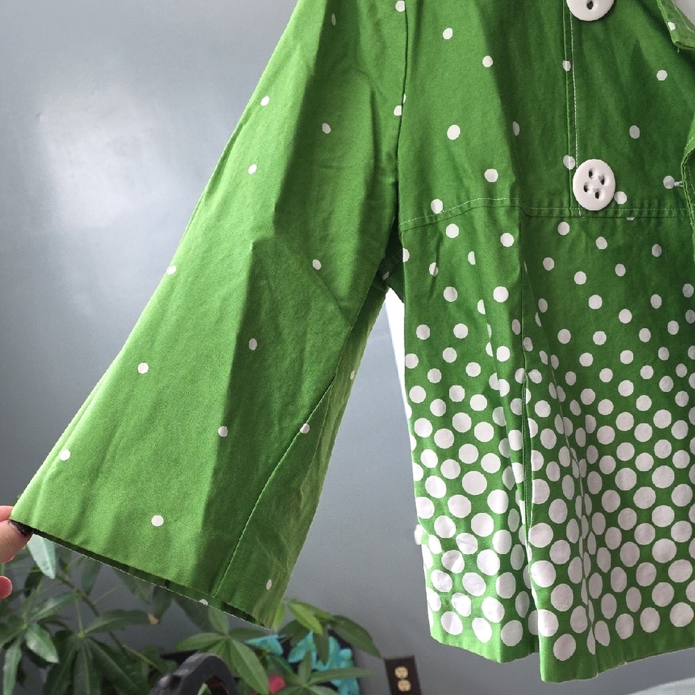 dressbarn Green and White Polka Dot Pea Coat - Picture 4 of 7
